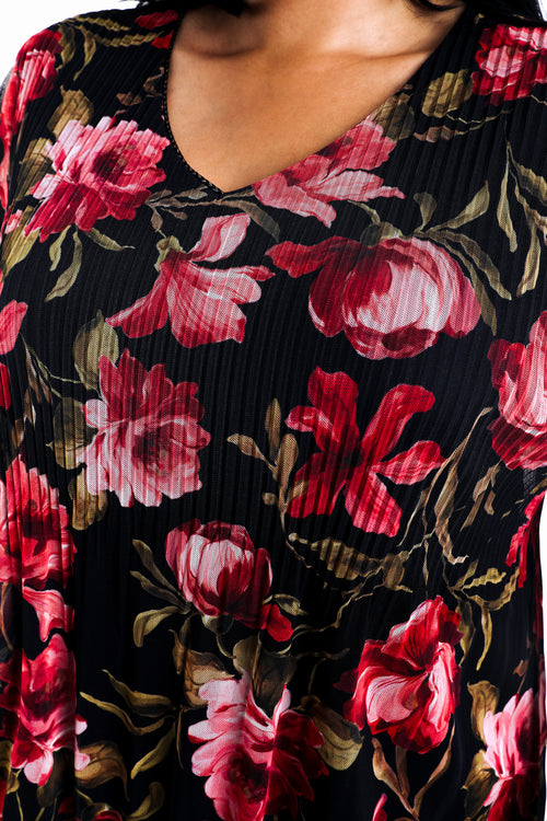 T-Shirt mit Blumenmuster aus Netzstoff-Paprika-4