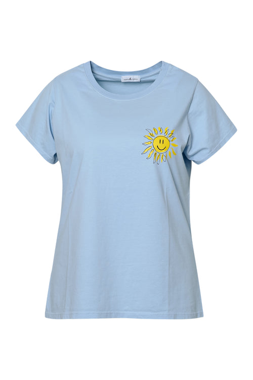 Ein einfarbiges Baumwoll-T-Shirt mit Sonnenprint-Paprika-11