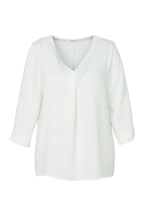 Locker geschnittene, unifarbene Bluse-Paprika-10