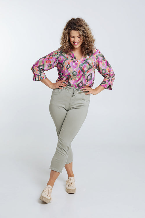 Unifarbene Slim-Fit-3/4-Jeggings „Lolly“ mit 5 Taschen-Paprika-9