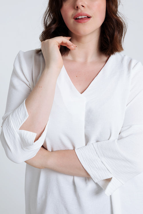 Locker geschnittene, unifarbene Bluse-Paprika-4