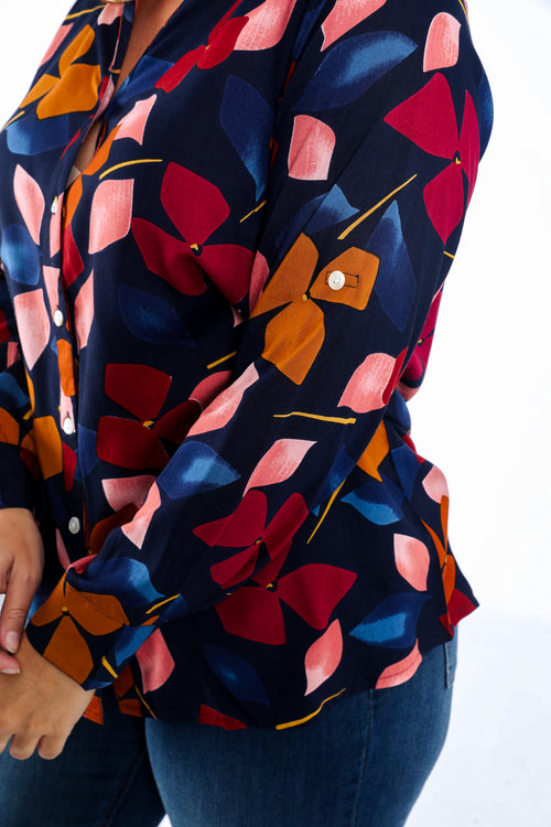 Bluse aus bedruckter Viskose mit Blumenmuster-Paprika-4