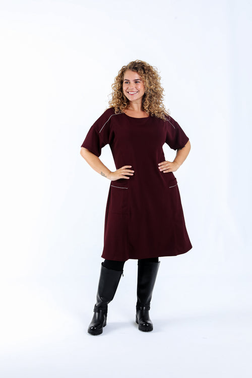 Einfarbiges kurzes Kleid-Paprika-6