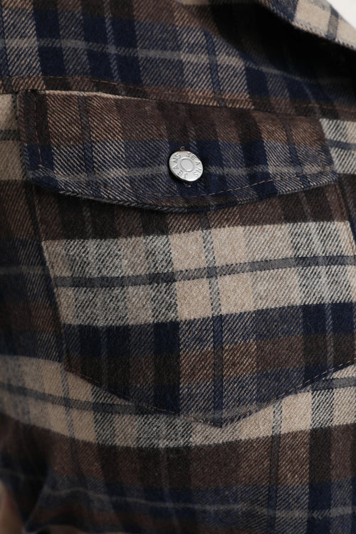 Chemiser à carreaux avec col velours-Paprika-6