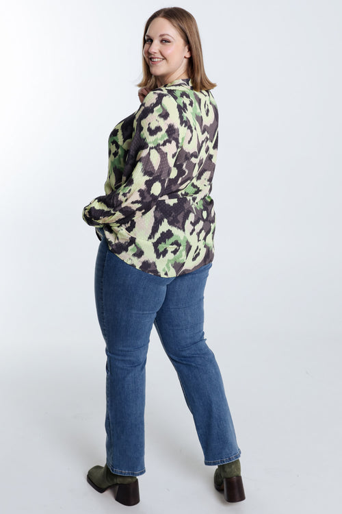 Plumetis-Bluse aus Viskose mit abstraktem Muster-Paprika-2