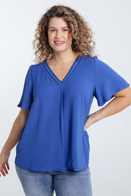  Einfarbige Bluse mit Lurex-Detail-Paprika-1