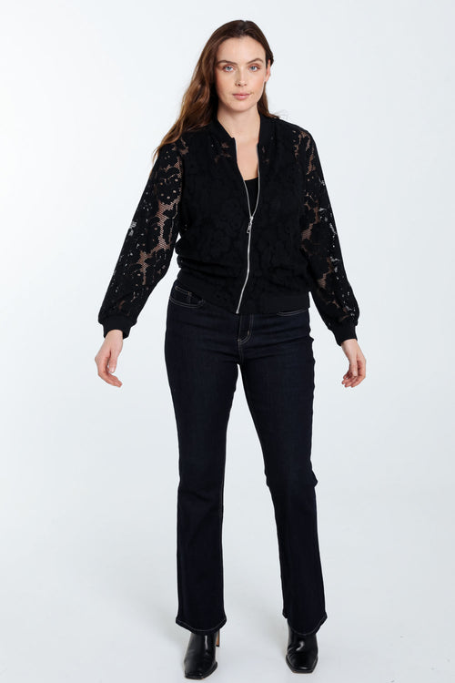 Bomberjacke aus Mesh mit Blumendruck-Paprika-9