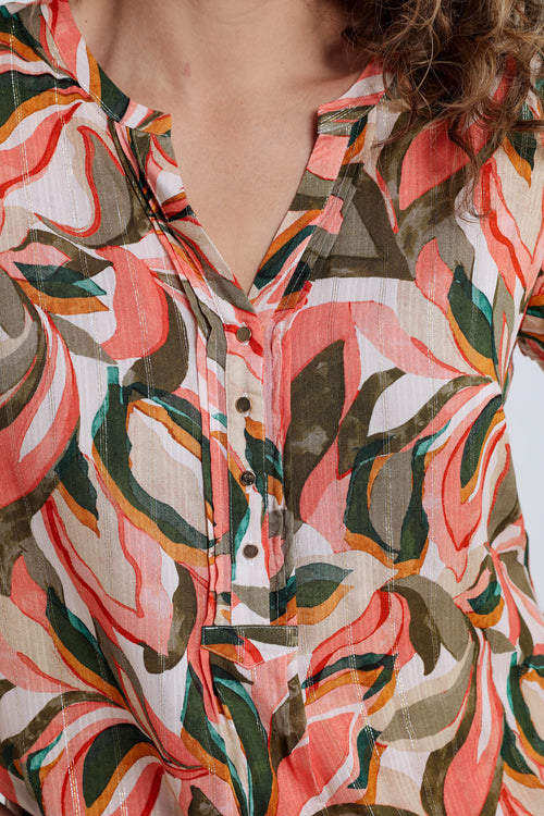 Bluse aus Viskose mit Blattdruck-Paprika-4
