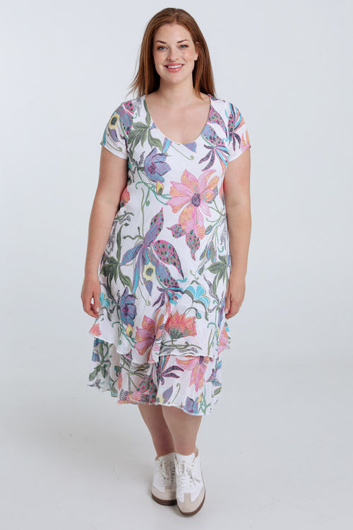 Kleid aus Baumwoll-Gaze mit Blumenmuster-Paprika-7