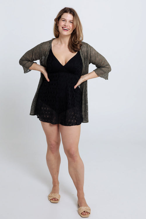 Kurzes Strandkleid aus Spitze mit eingearbeitetem Bikinihöschen-Paprika-7