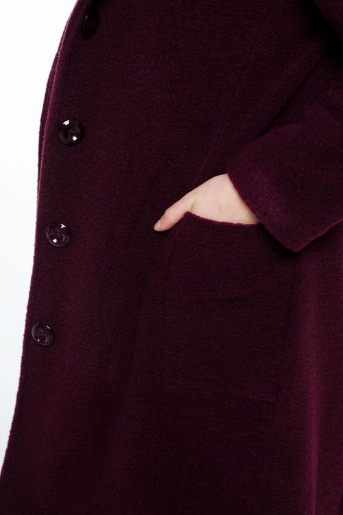 Manteau en laine bouillie uni avec capuche-Paprika-6