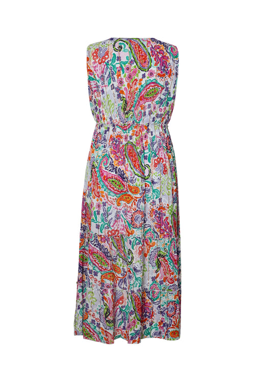 Robe longue en viscose imprimé floral avec lurex-Paprika-11