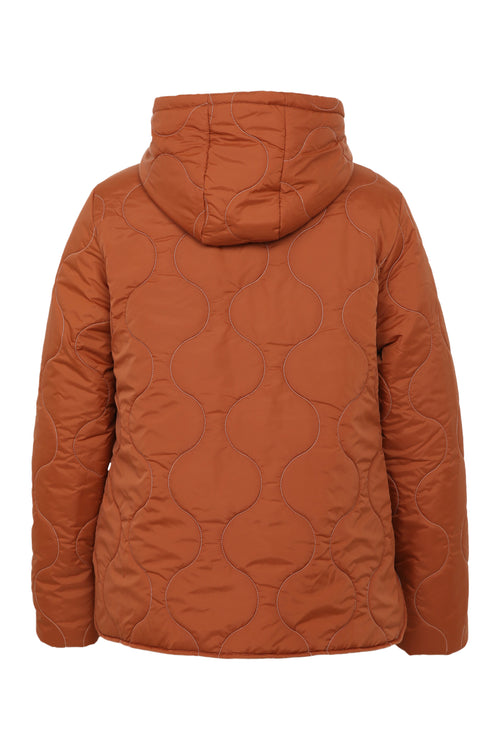 Kurze, unifarbene Daunenjacke mit großen Taschen, Kapuze und Stickerei-Paprika-12