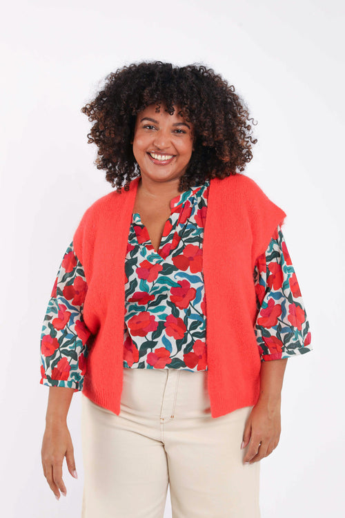 Gilet sans manches uni-Paprika-1