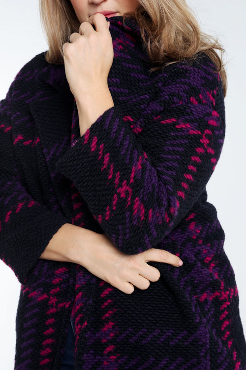 Manteau maille bouclette à carreaux-Paprika-5