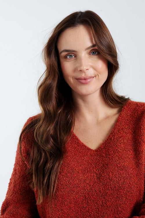 Schlichter Pullover aus Schlingenstrick-Paprika-4