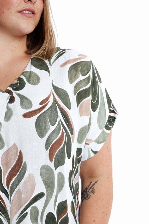 Bluse aus Viskose mit Blattmuster-Paprika-5