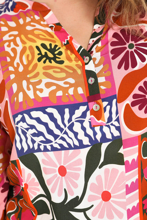 Bluse aus bedrucktem, floralen Viskose-Patchwork-Paprika-4