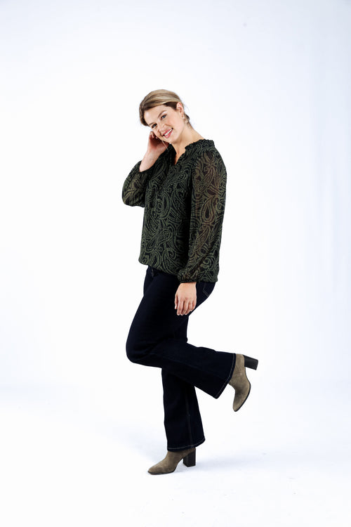 Zweifarbige Bluse mit Paisley-Muster-Paprika-8