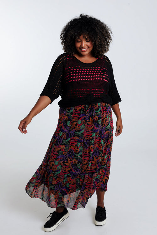 Kurzer, unifarbener Pullover aus Viskose-Paprika-9