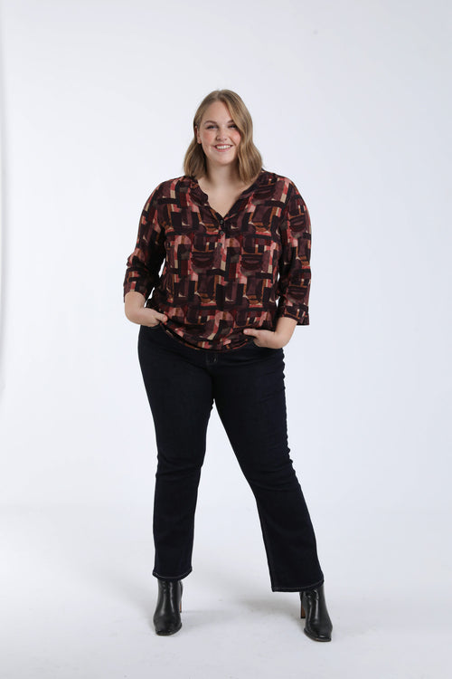 Bluse aus bedrucktem Viskosestoff mit grafischem Muster-Paprika-5