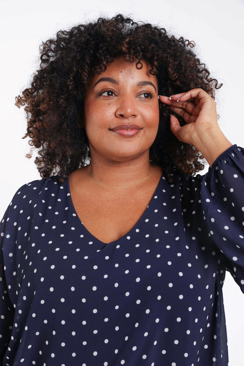 Bluse mit Punktmuster-Paprika-4