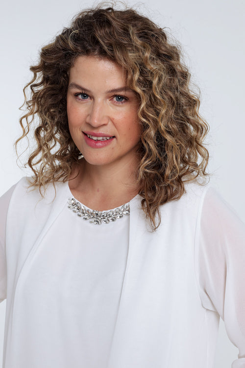 Einfarbige Bluse mit Schmuck-Paprika-3