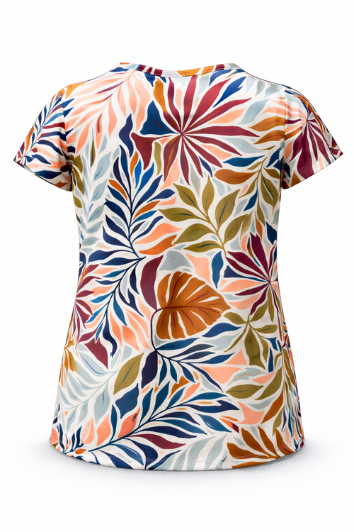 T-shirt imprimé tropical-Paprika-2