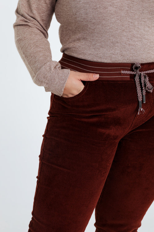 Jegging slim en velours-Paprika-6