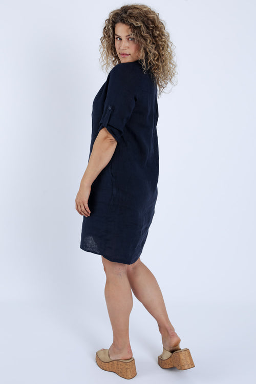 Leinen-Tunika-Kleid uni-Paprika-2