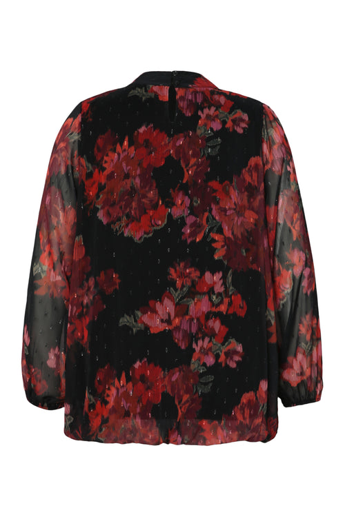 Bluse mit verschwommenem Blumenmuster-Paprika-10