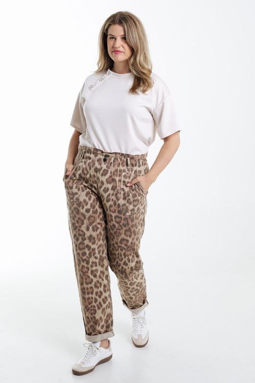 Baumwollhose mit Tiermuster-Paprika-8