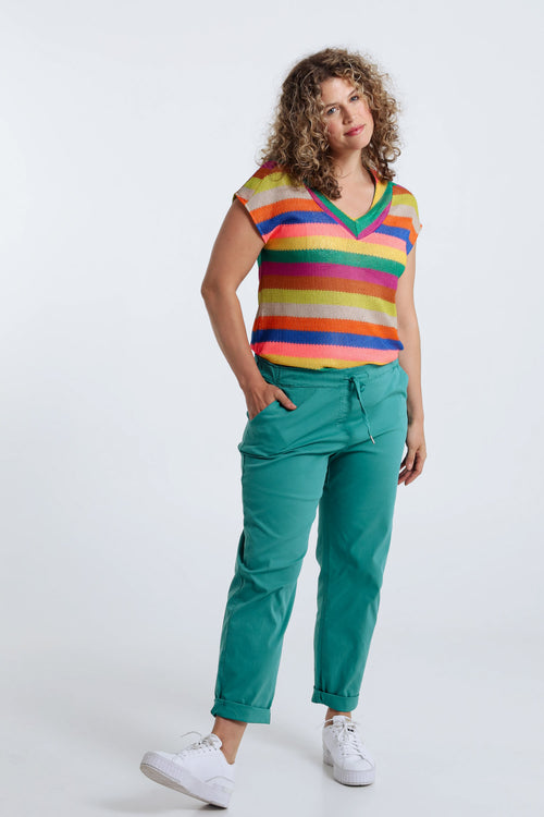 Unifarbene 7/8-Chinohose mit locker geschnittenen Hosenbeinen-Paprika-7