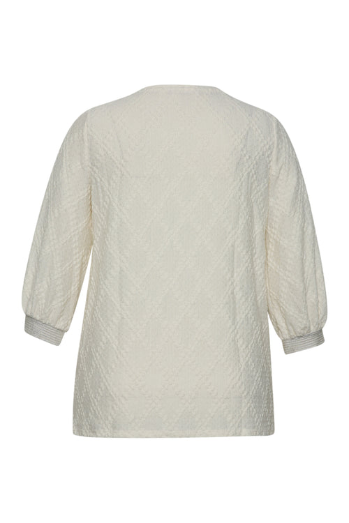 T-shirt uni avec motifs losanges en relief-Paprika-2