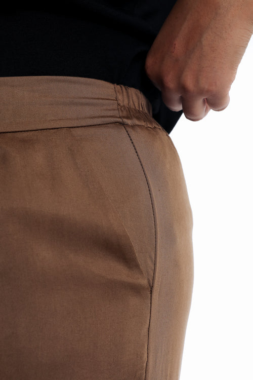 Einfarbige Tencel-Hose mit weitem Bein-Paprika-4