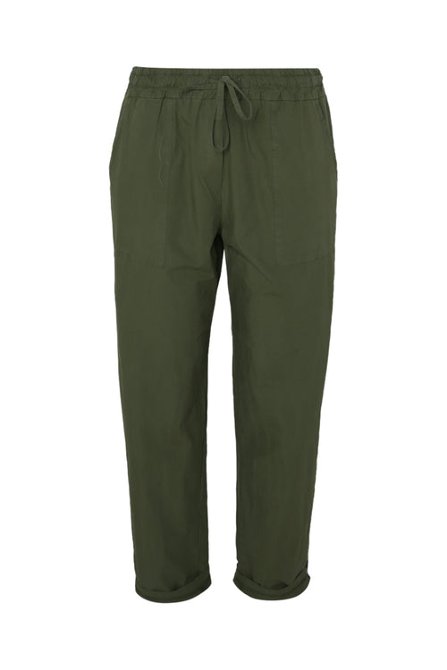 Boyfriend-Hose aus einfarbigem Baumwollstoff mit Taschen-Paprika-1