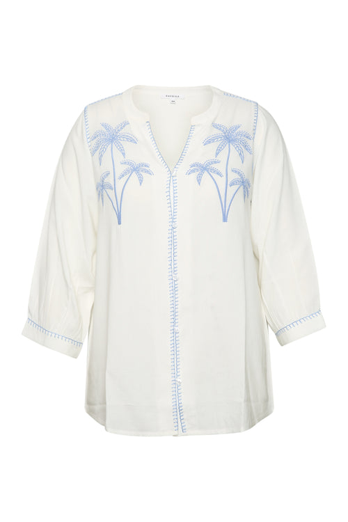 Uni-viskosebluse mit Palmenstickerei-Paprika-1