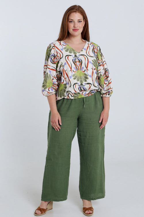 Bluse aus bedruckter Viskose mit Blumenmuster-Paprika-7