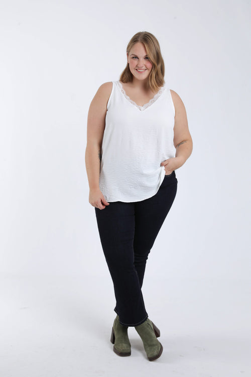 Top uni avec dentelle-Paprika-6