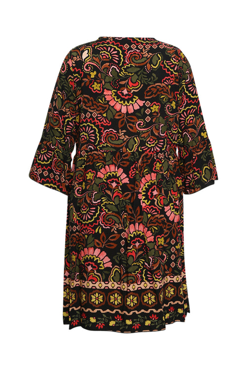 Kurzes Kleid aus bedrucktem Viskosestoff im Folklore-Stil-Paprika-9