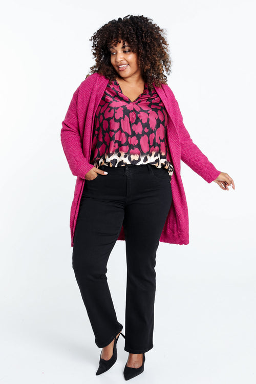 Langer, unifarbener Cardigan mit Schalkragen und Zierknöpfen-Paprika-9