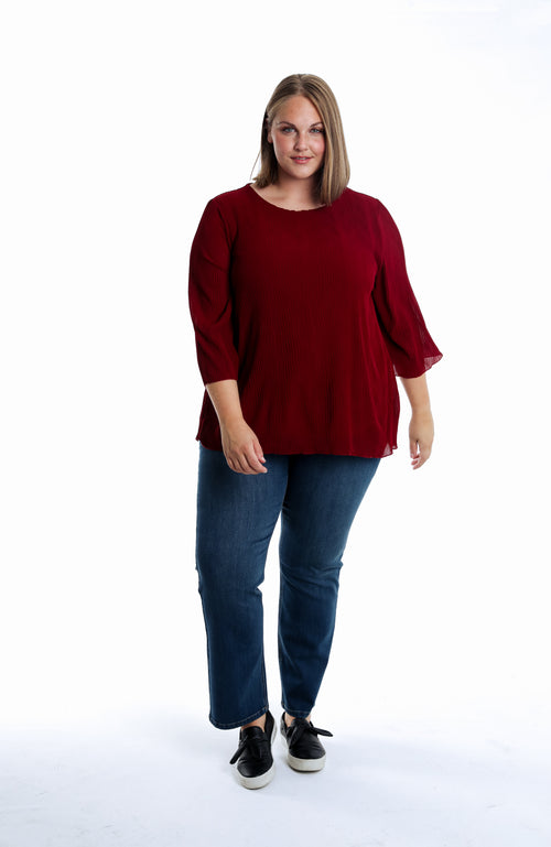Blouse plissée unie-Paprika-6