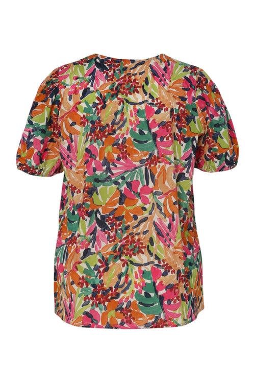 Bluse aus bedruckter Baumwolle mit Blumenmuster-Paprika-11