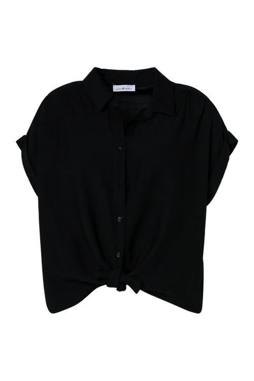 Knotbluse aus einfarbigem Viskose-Paprika-10