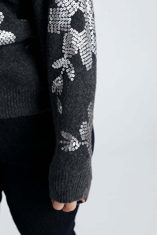 Pullover mit Blumenmuster und Pailletten-Paprika-6