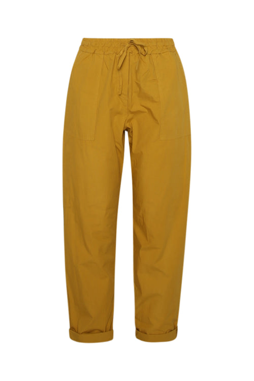 Boyfriend-Hose aus einfarbigem Baumwollstoff mit Taschen-Paprika-2