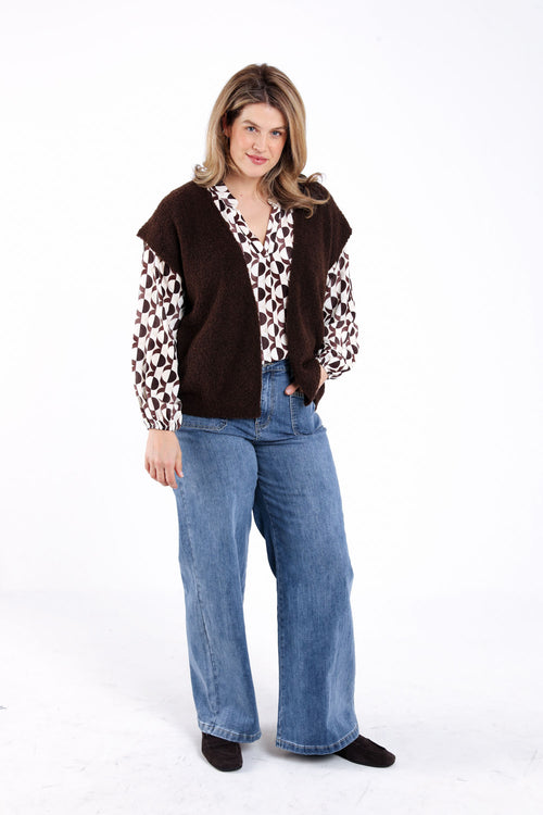 Ärmellose Strickweste aus einfarbigem Bouclé-Strick-Paprika-9