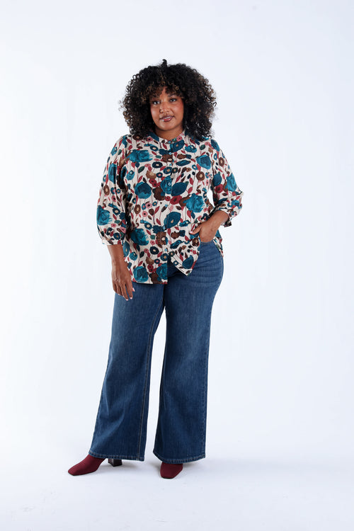 Blouse en viscose imprimé coquelicots-Paprika-5