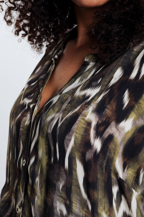 Longue chemise en viscose imprimé peau de bête-Paprika-6