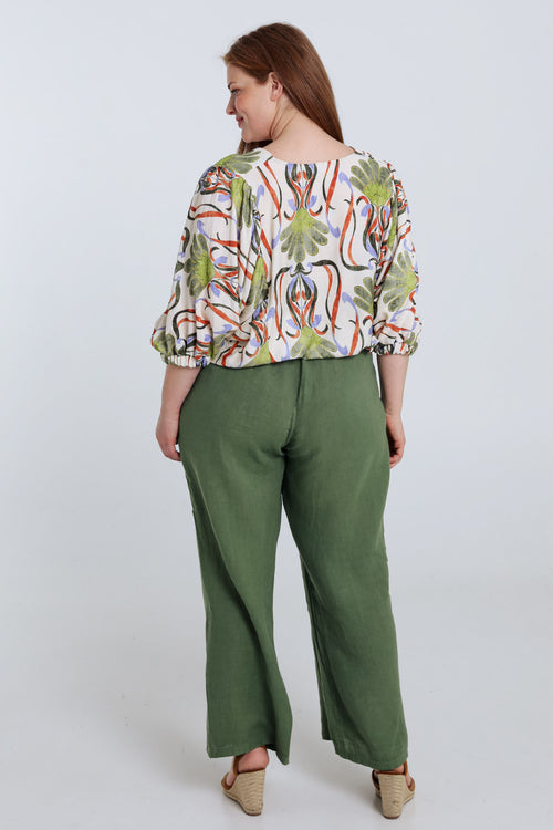 Bluse aus bedruckter Viskose mit Blumenmuster-Paprika-2